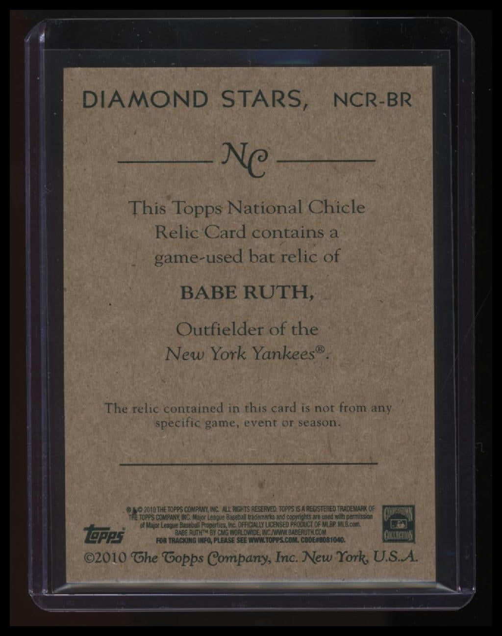 2010 Topps National Chicle Babe Ruth Relics