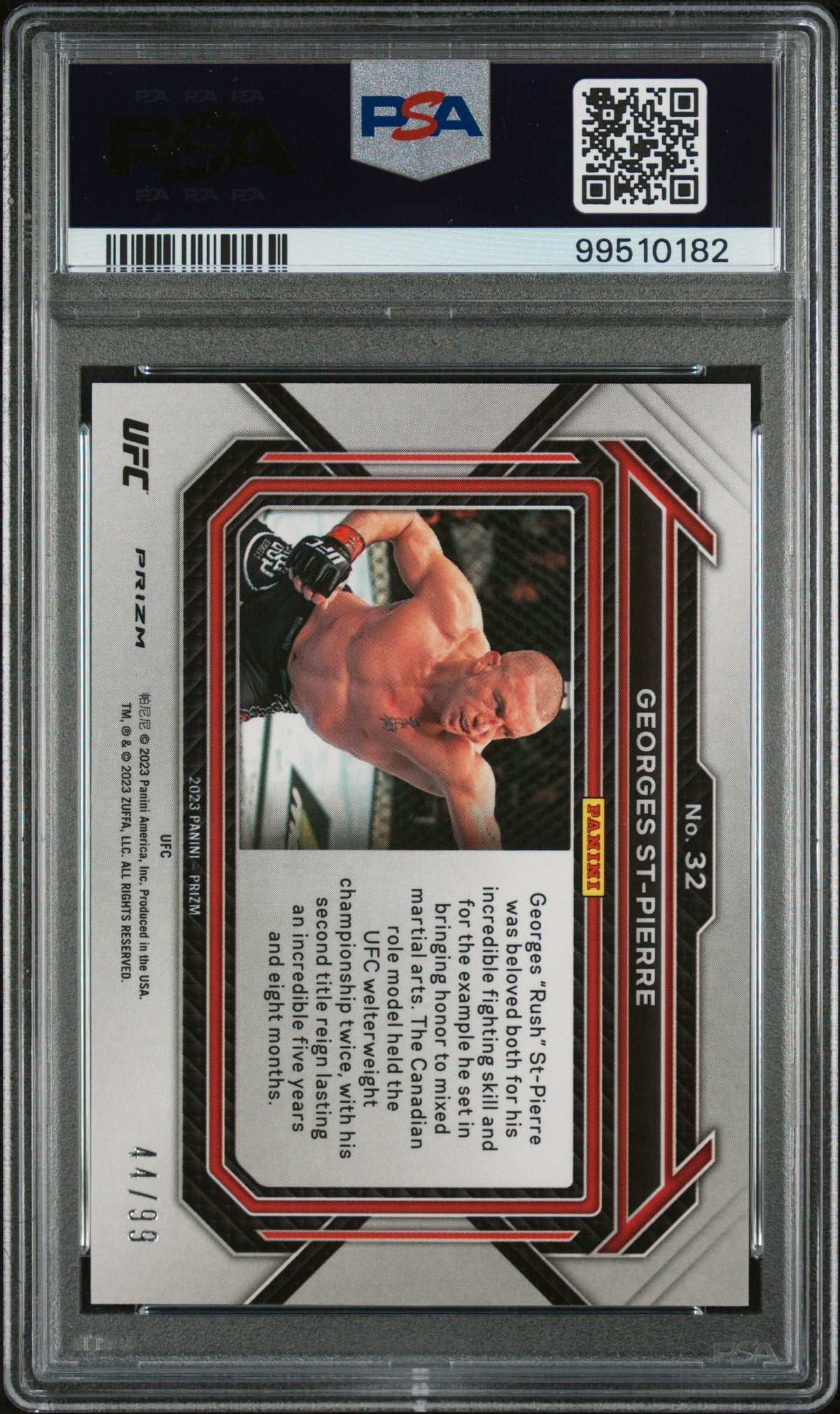 2023 Panini Prizm Ufc Georges St-Pierre Orange Prizm PSA 10