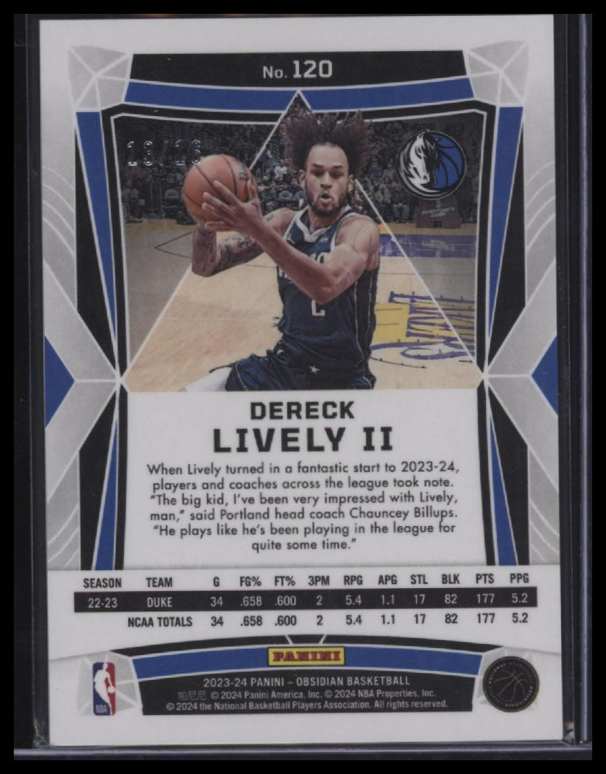 2023-24 Panini Obsidian Dereck Lively II Electric Etch Blue Flood FOTL #/16