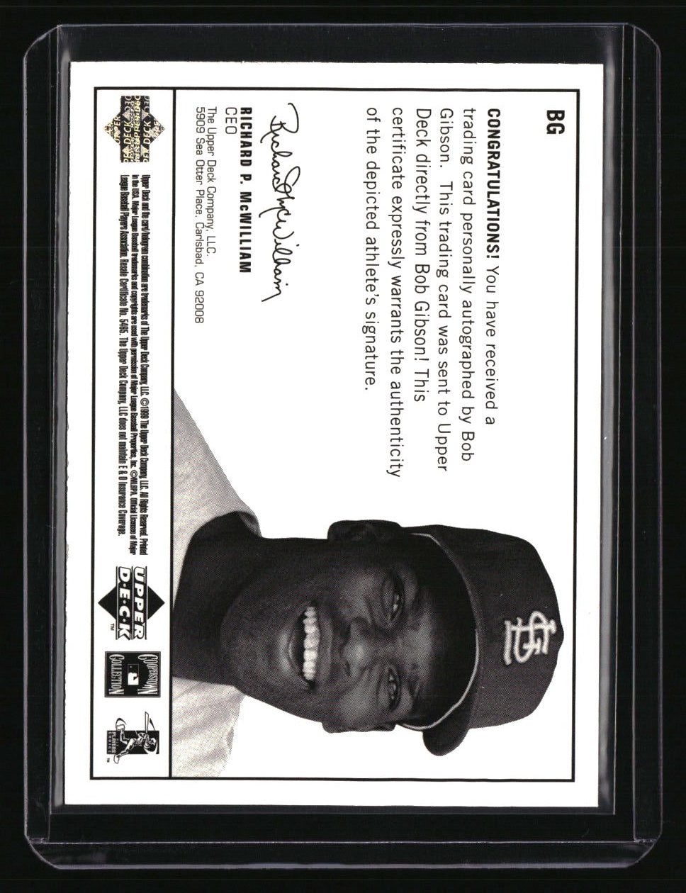 1999 Upper Deck Century Legends Bob Gibson Epic Signatures