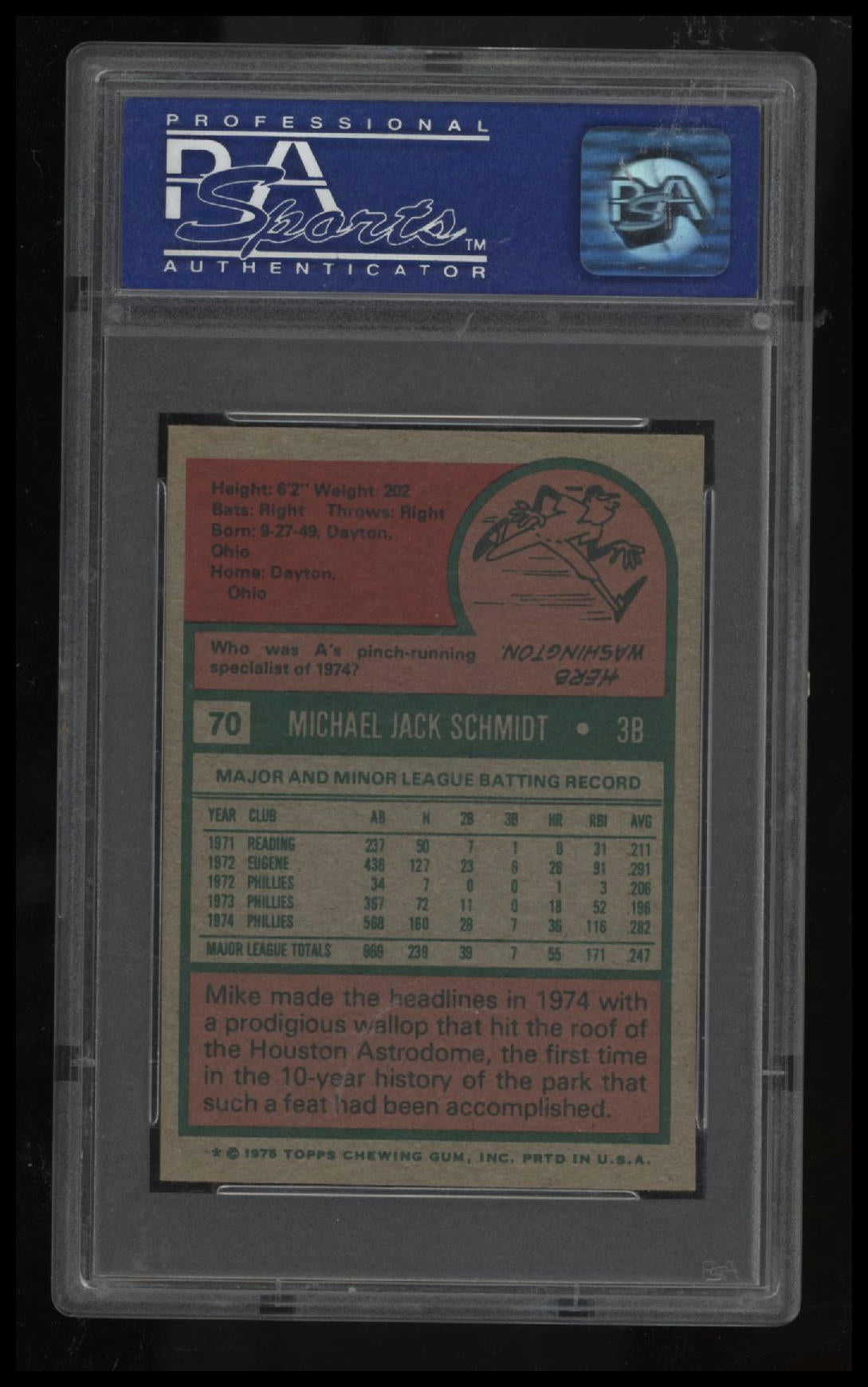 1975 Topps Mini Mike Schmidt PSA 7