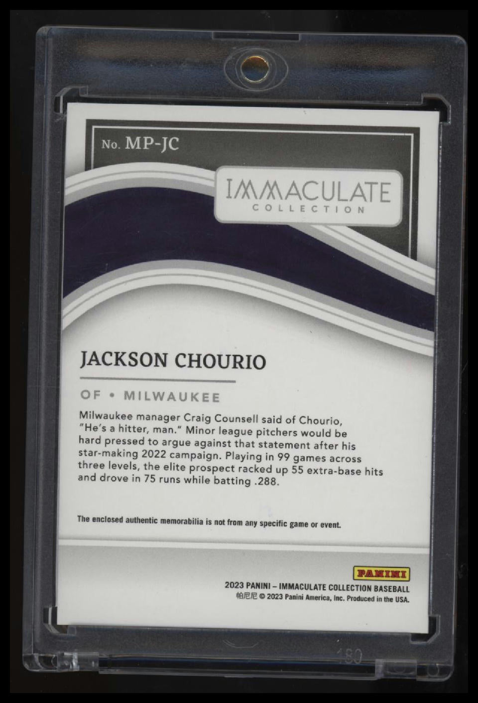 2023 Panini Immaculate Collection Jackson Chourio Materials #/10