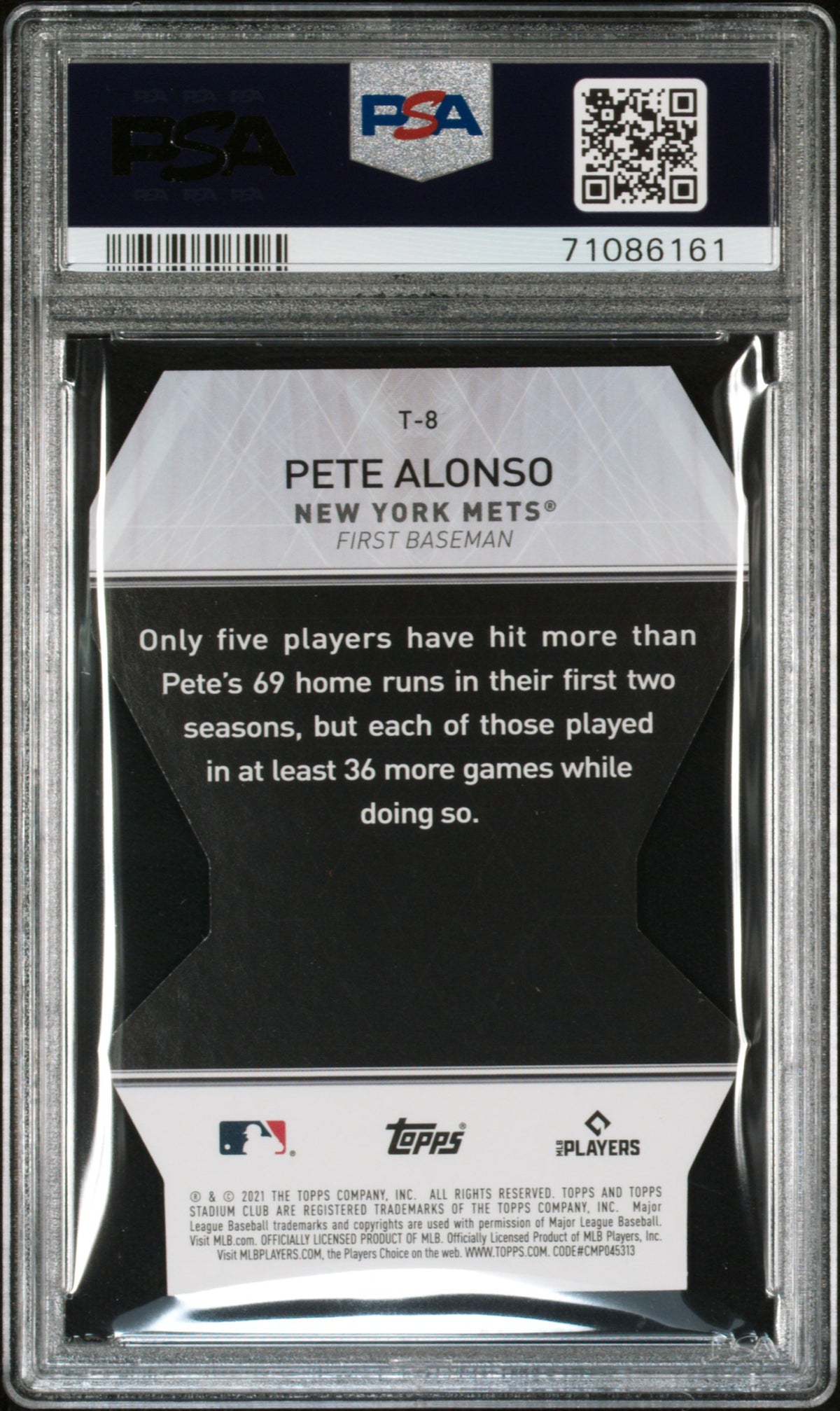 2021 Topps Stadium Club Triumvirates Pete Alonso Triumvirates-Red PSA 8