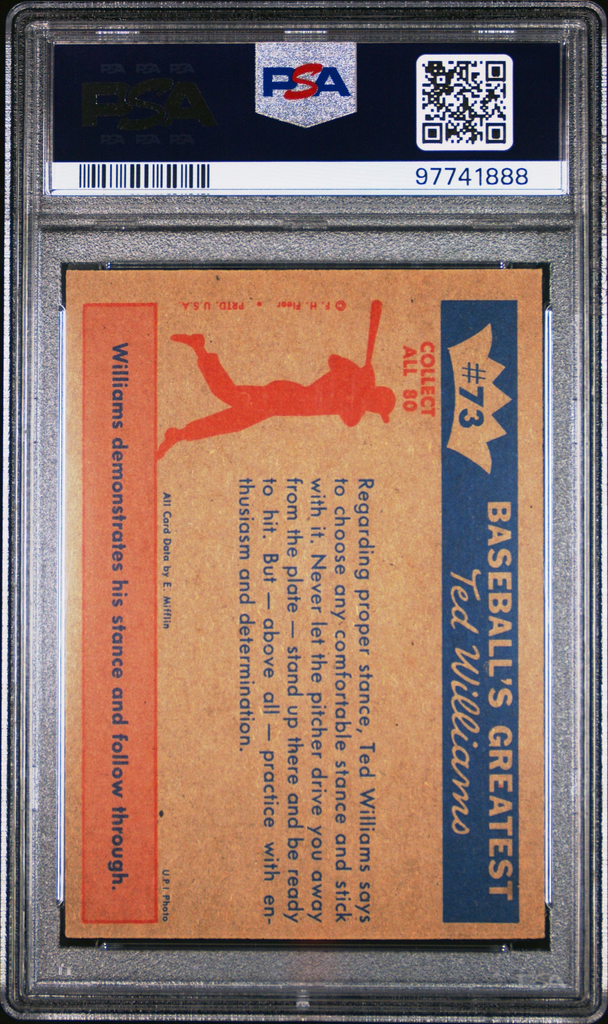 1959 Fleer Ted Williams Ted&#39;S Hitting Fundamentals #3 PSA 4