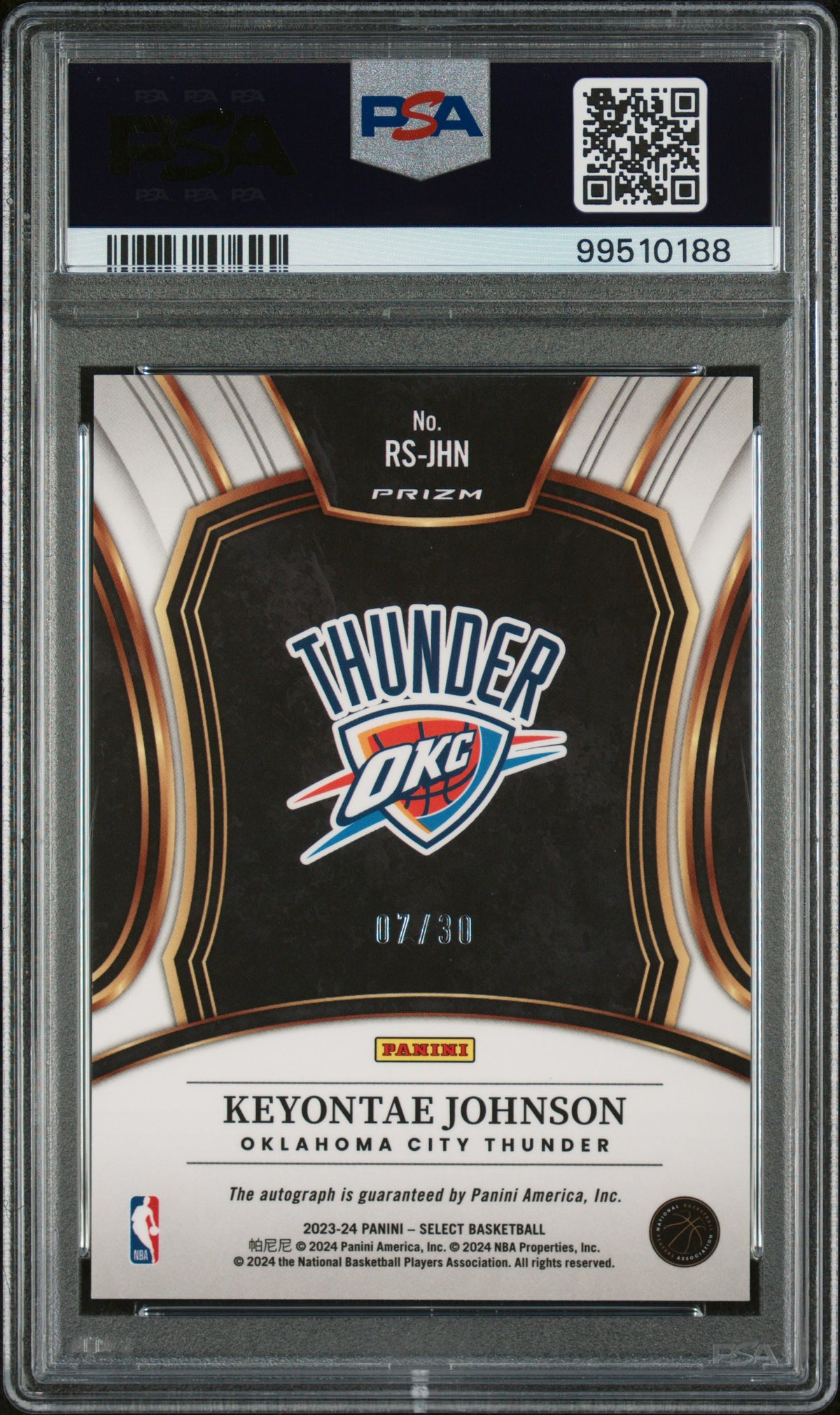 2023 Panini Select Rookie Signatures Keyontae Johnson PSA 10