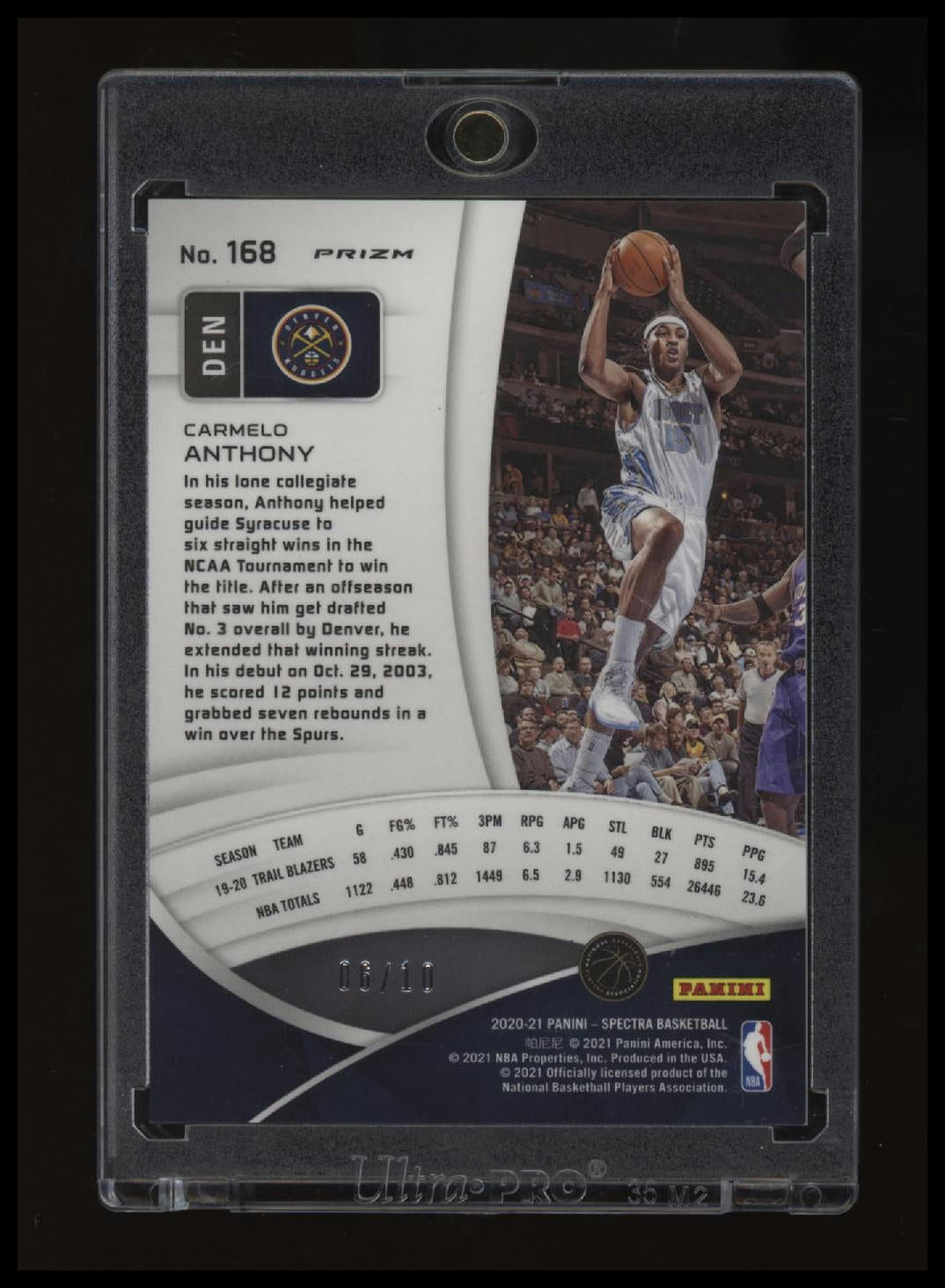 2020-21 Panini Spectra Carmelo Anthony Asia Gold #/10