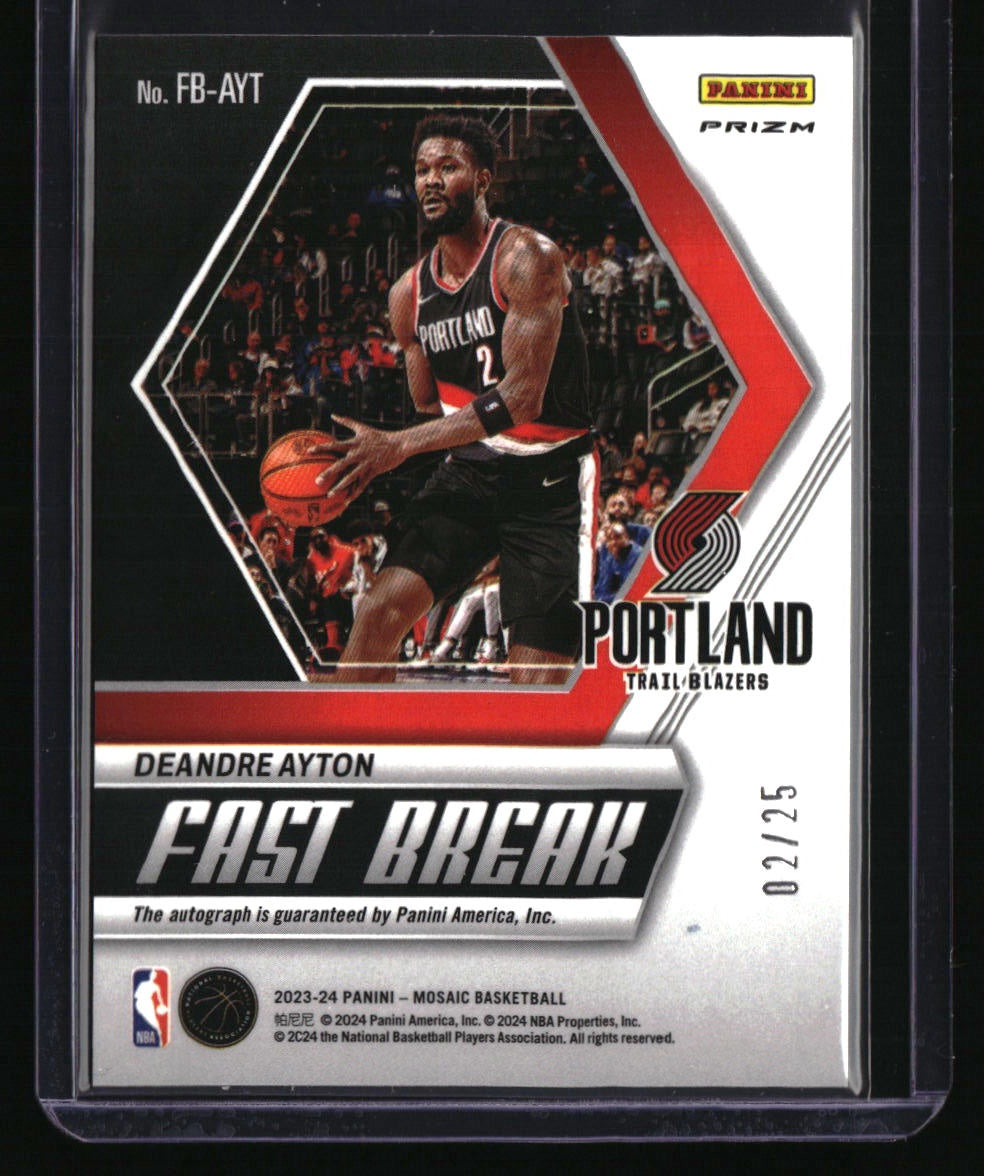 2023-24 Panini Mosaic Fastbreak Autographs Deandre Ayton /25