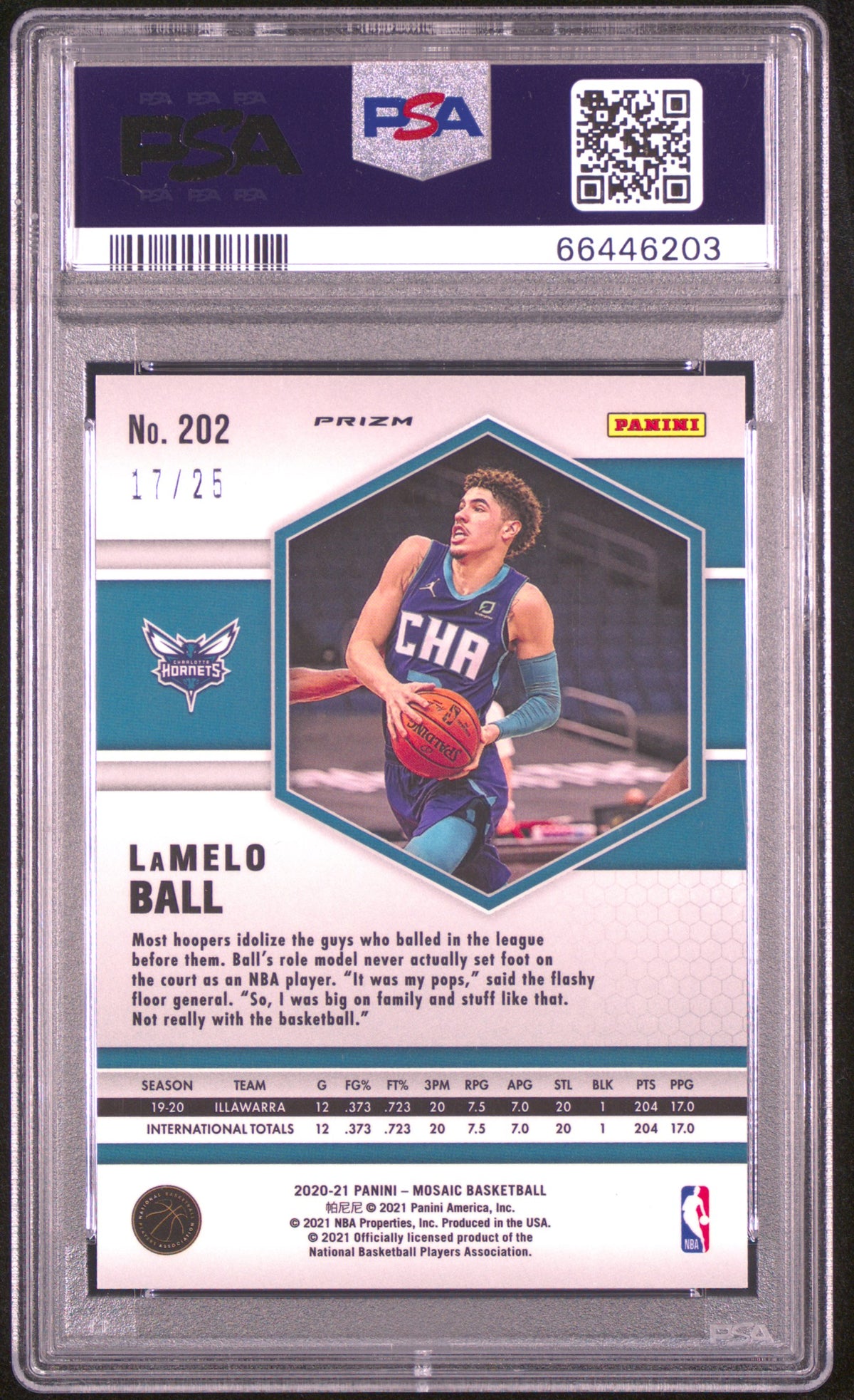 2020 Panini Mosaic Lamelo Ball Orange Fluorescent PSA 9