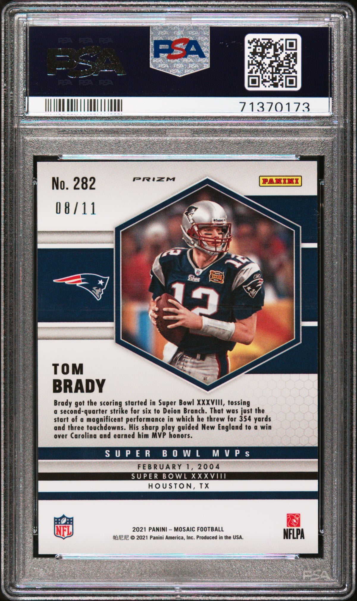 2021 Panini Mosaic Tom Brady Pink Swirl PSA 10