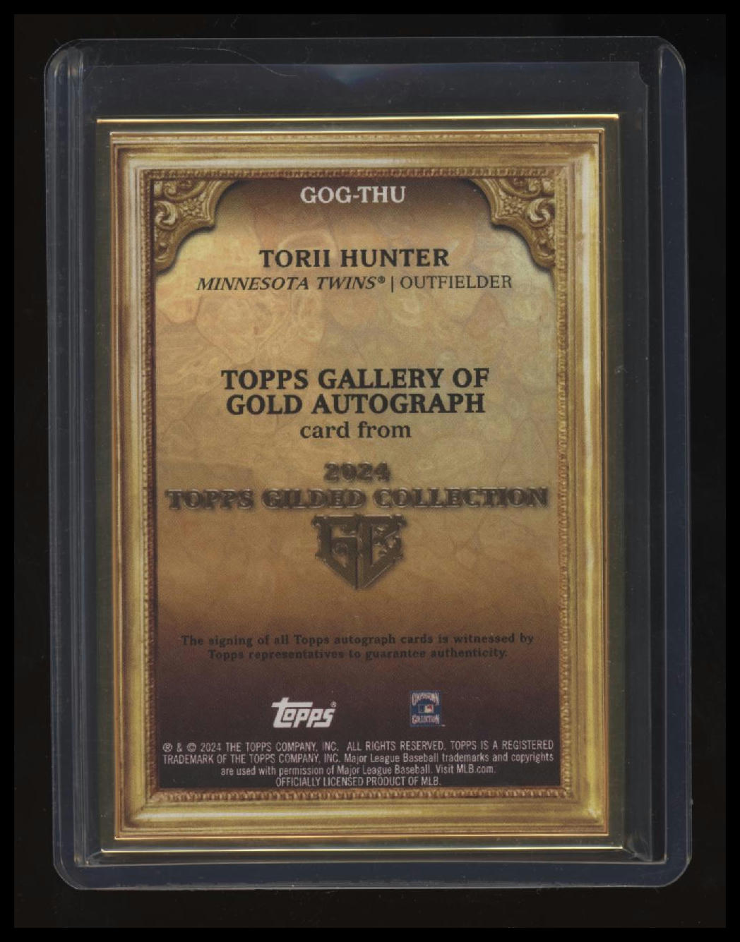 2024 Topps Gilded Collection Torii Hunter Topps Gallery of Gold Autographs #/50