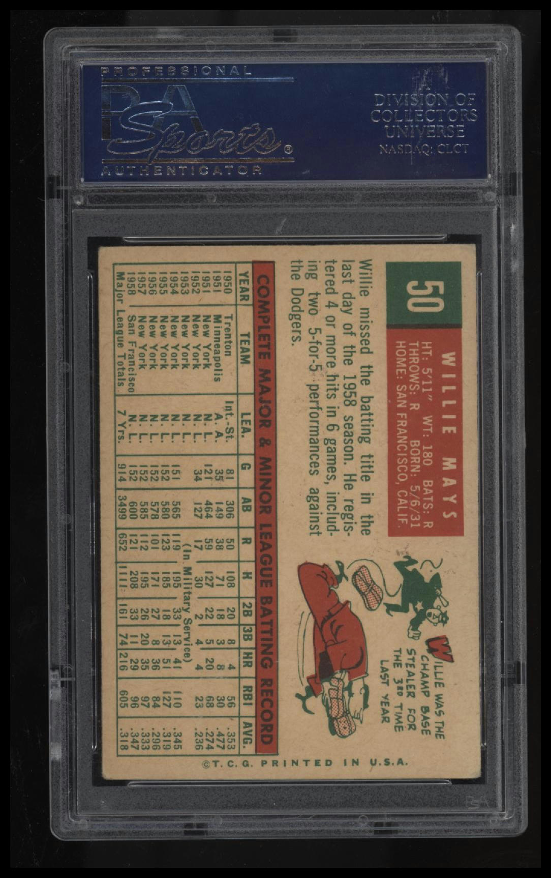 1959 Topps Willie Mays PSA 4