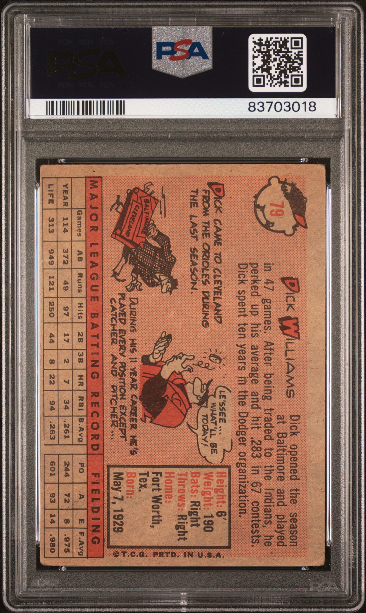 1958 Topps Dick Williams PSA 2