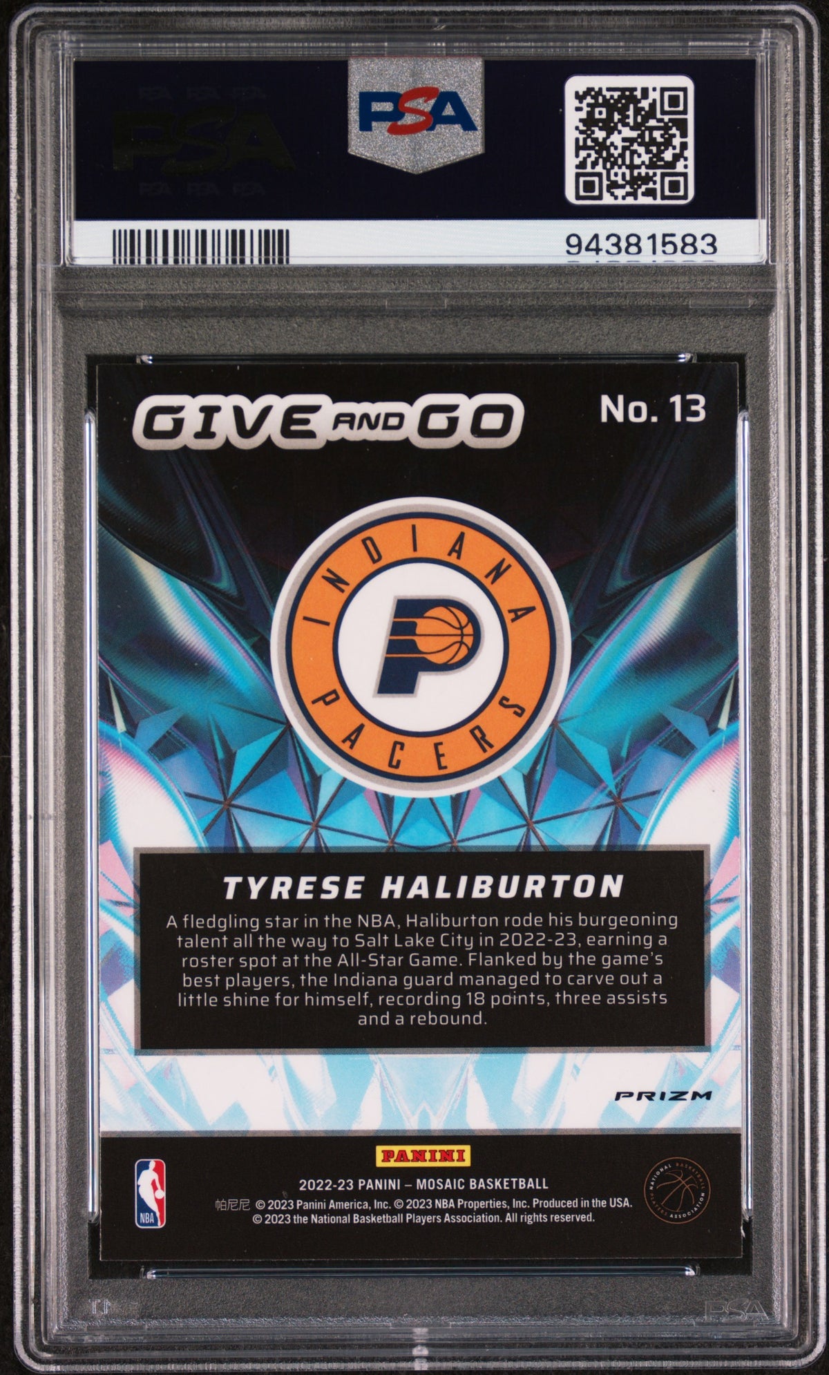 2022 Panini Mosaic Give And Go Tyrese Haliburton Give And Go-Green PSA 9