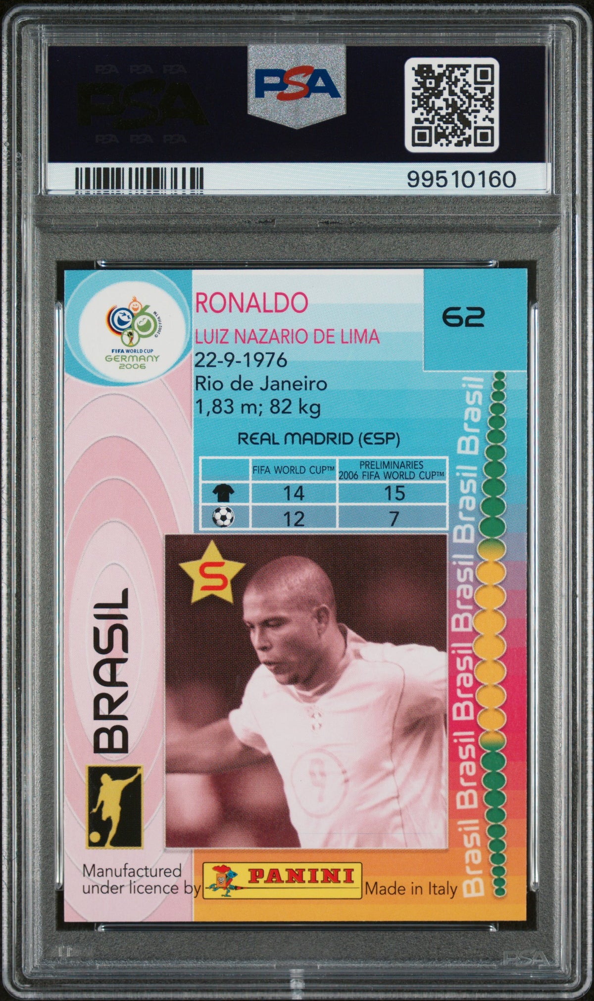 2006 Panini World Cup Germany Ronaldo Germany PSA 10