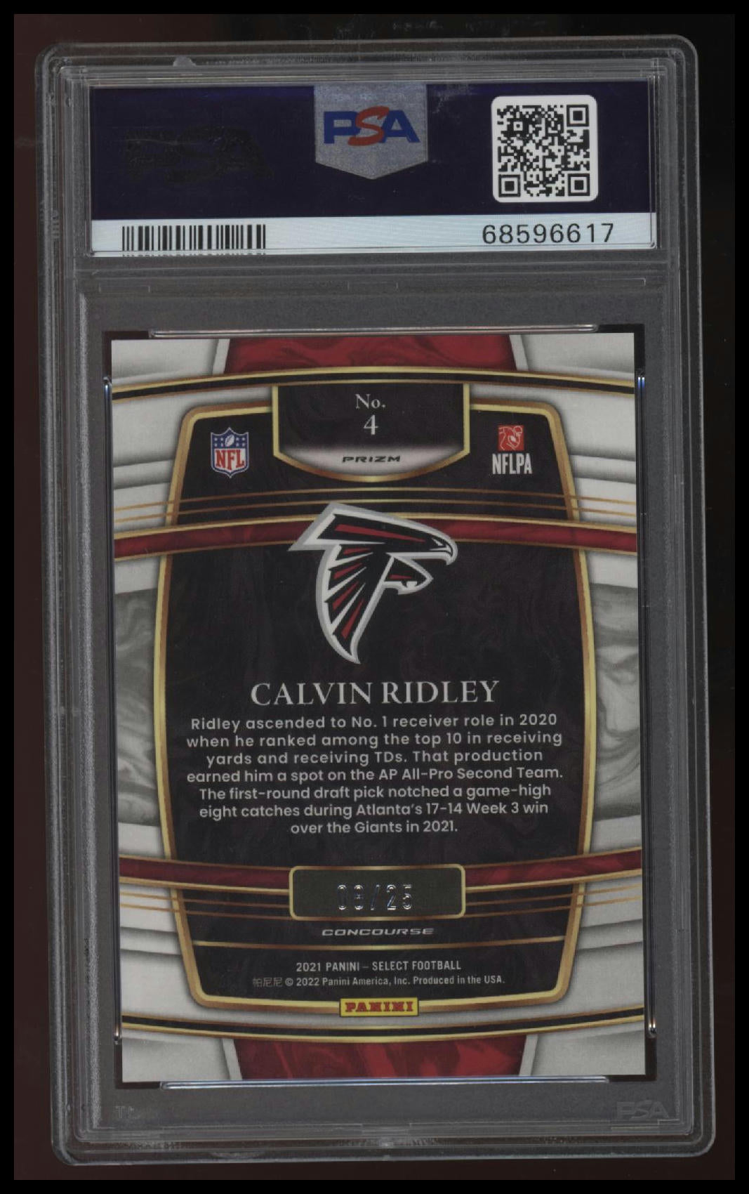 2021 Panini Select Calvin Ridley Tie-Dye Prizm PSA 9