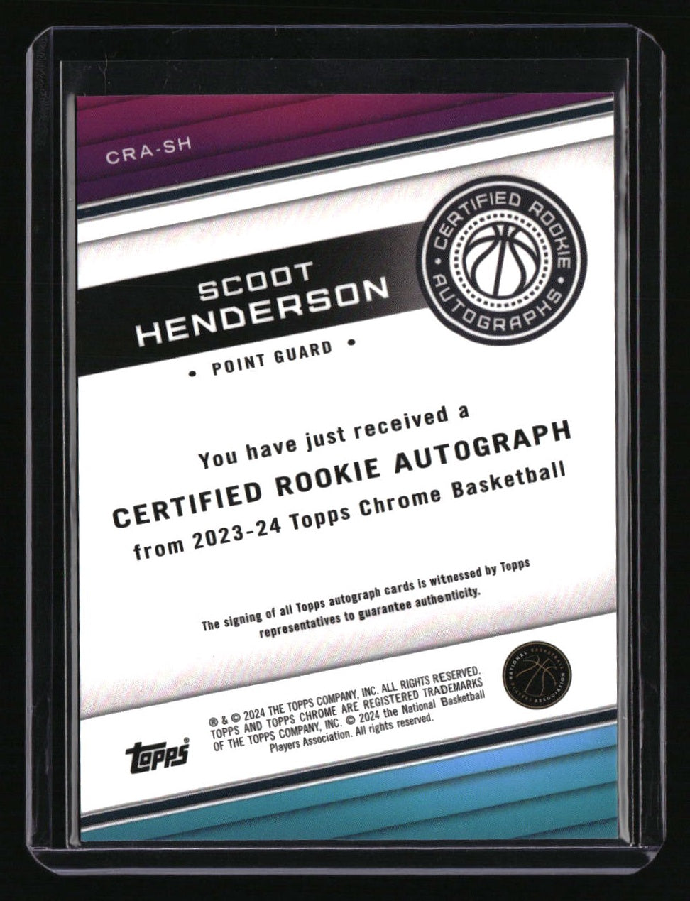 2023-24 Topps Chrome Scoot Henderson Certified Rookie Autographs