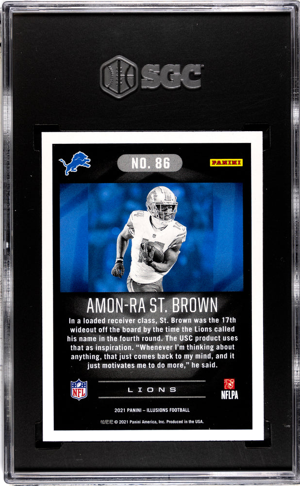 2021 Panini Illusions Amon-Ra St. Brown Trophy Collection Dots SGC 10