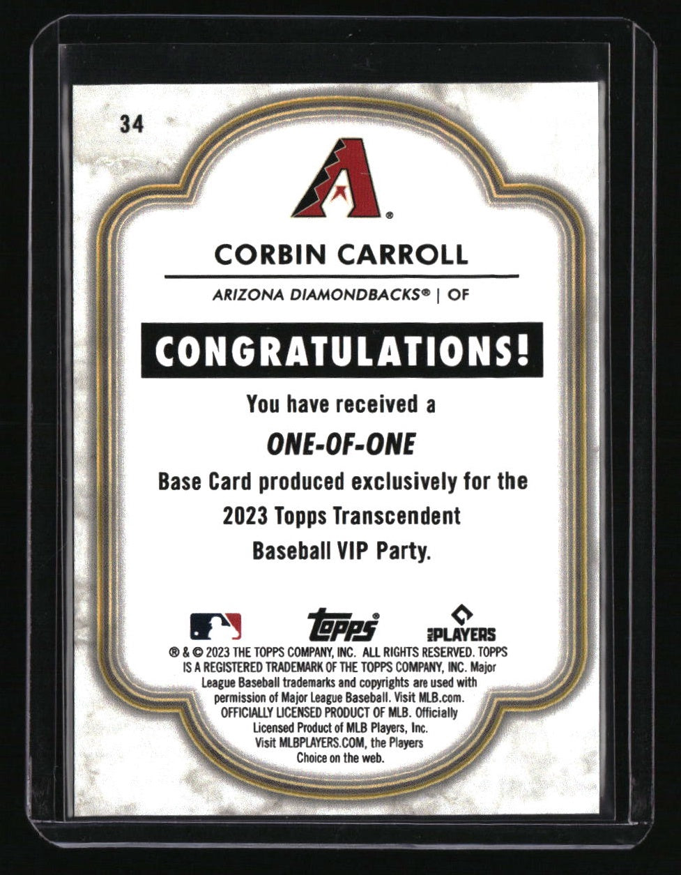 2023 Topps Transcendent VIP Party Corbin Carroll 1/1