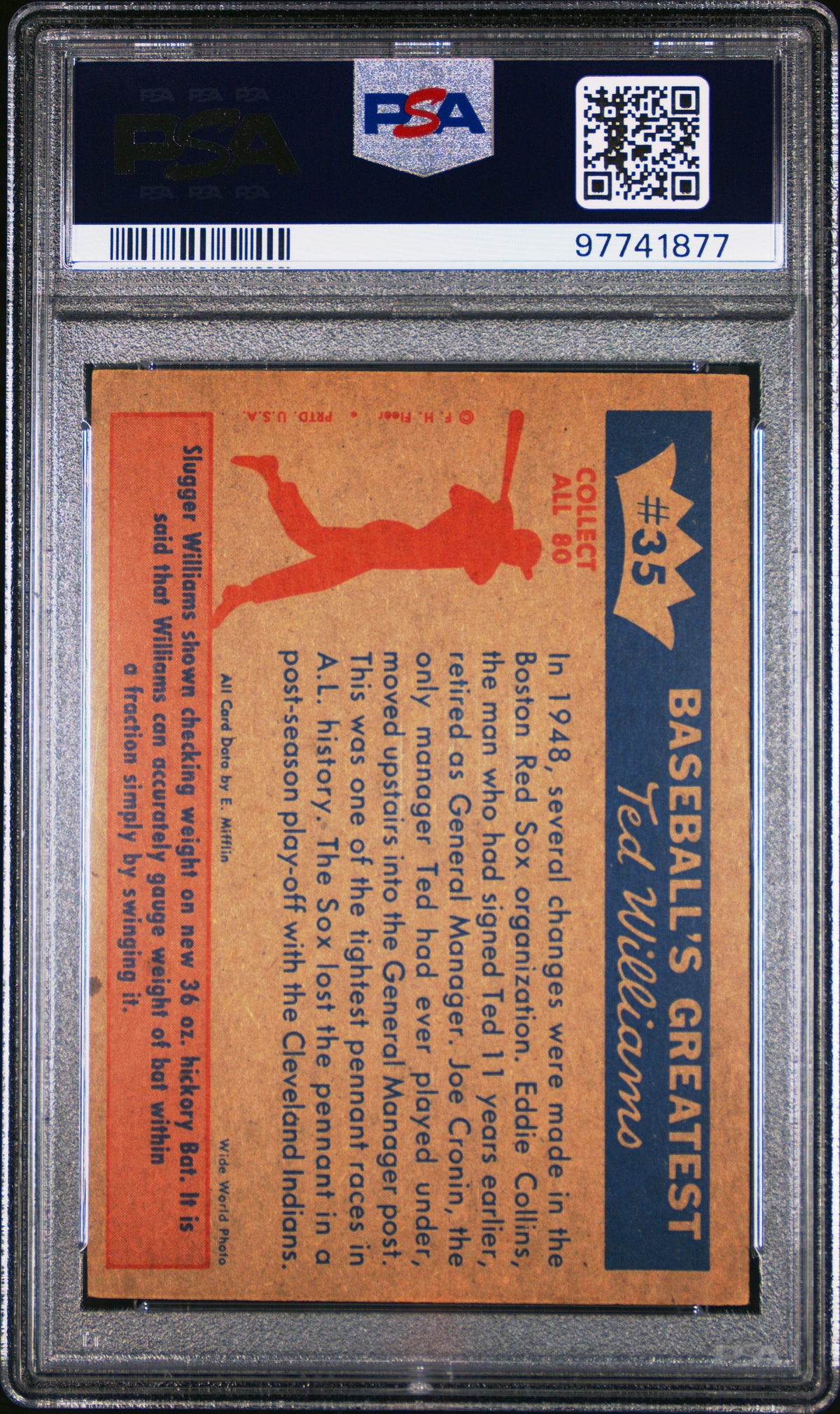 1959 Fleer Ted Williams 1948-The Sox Miss The Pennant PSA 5