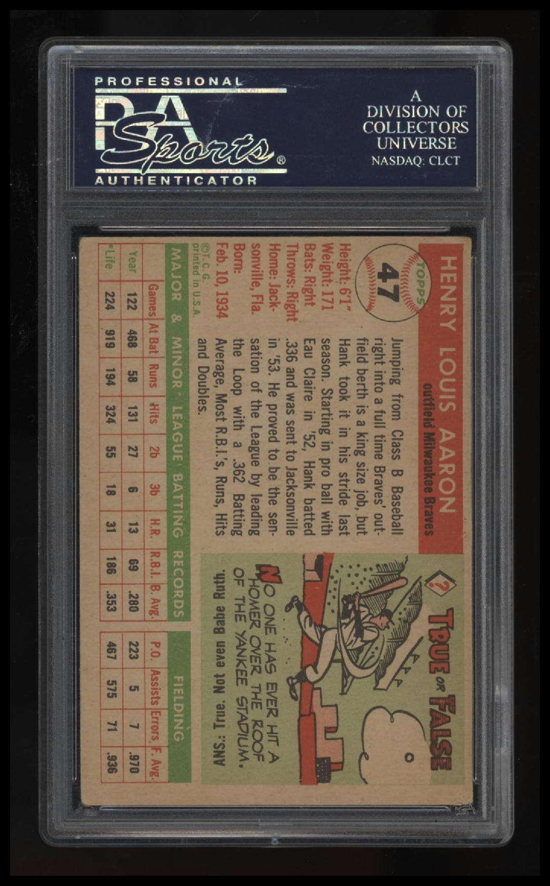 1955 Topps Hank Aaron PSA 3