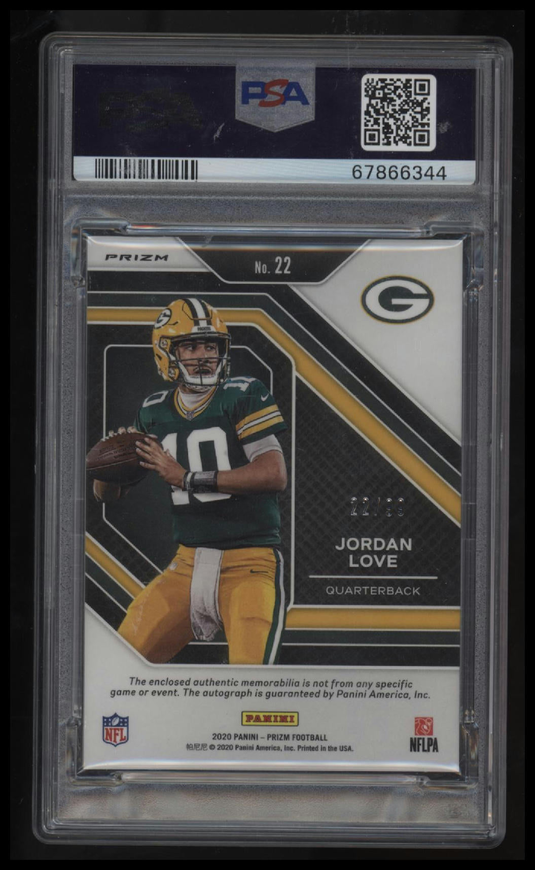 2020 Panini Prizm Rookie Patch Autographs Jordan Love PSA 9