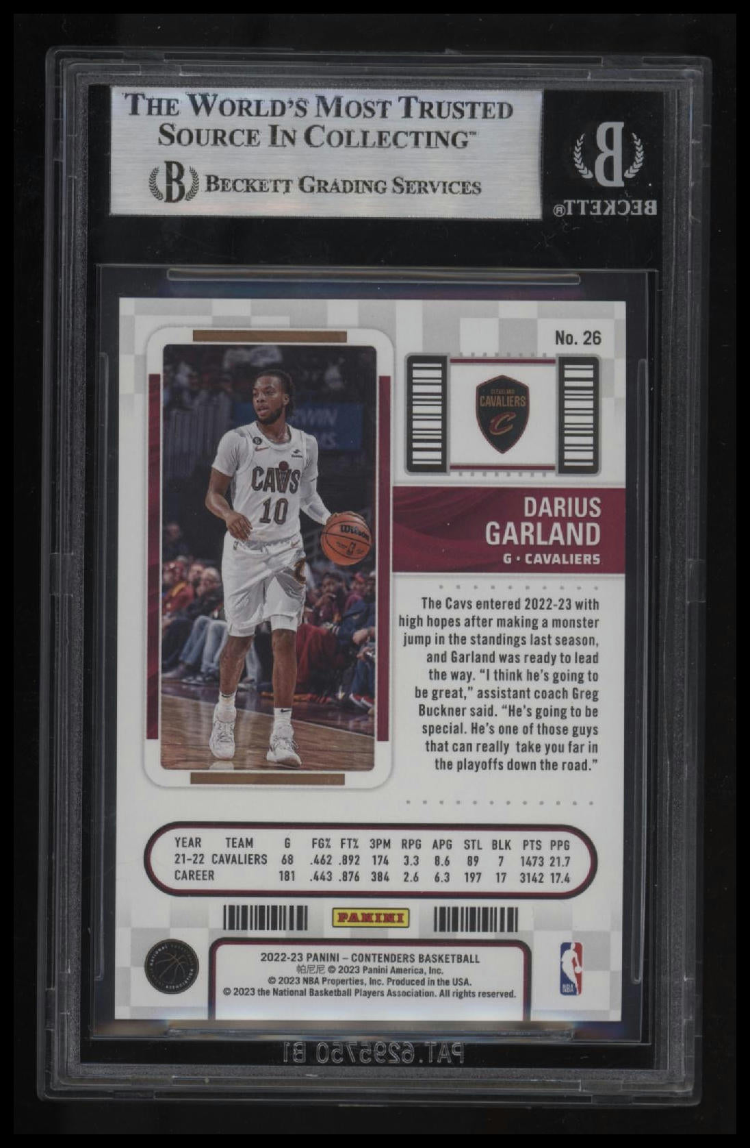 2022-23 Panini Contenders The Finals Ticket Darius Garland BGS 9.0