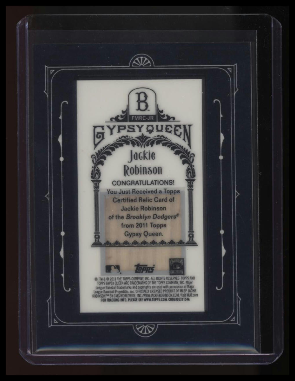 2011 Topps Gypsy Queen Jackie Robinson Framed Mini Relics