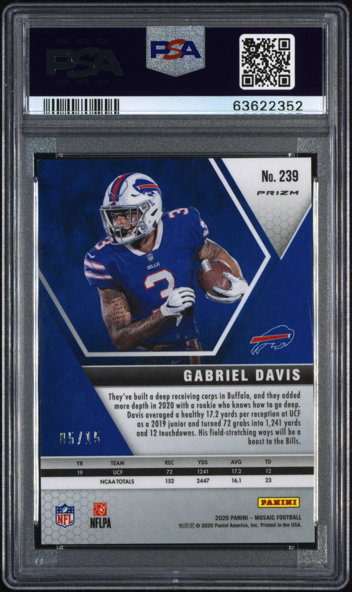 2020 Panini Mosaic #239 Gabriel Davis Blue Fluorescent PSA 9