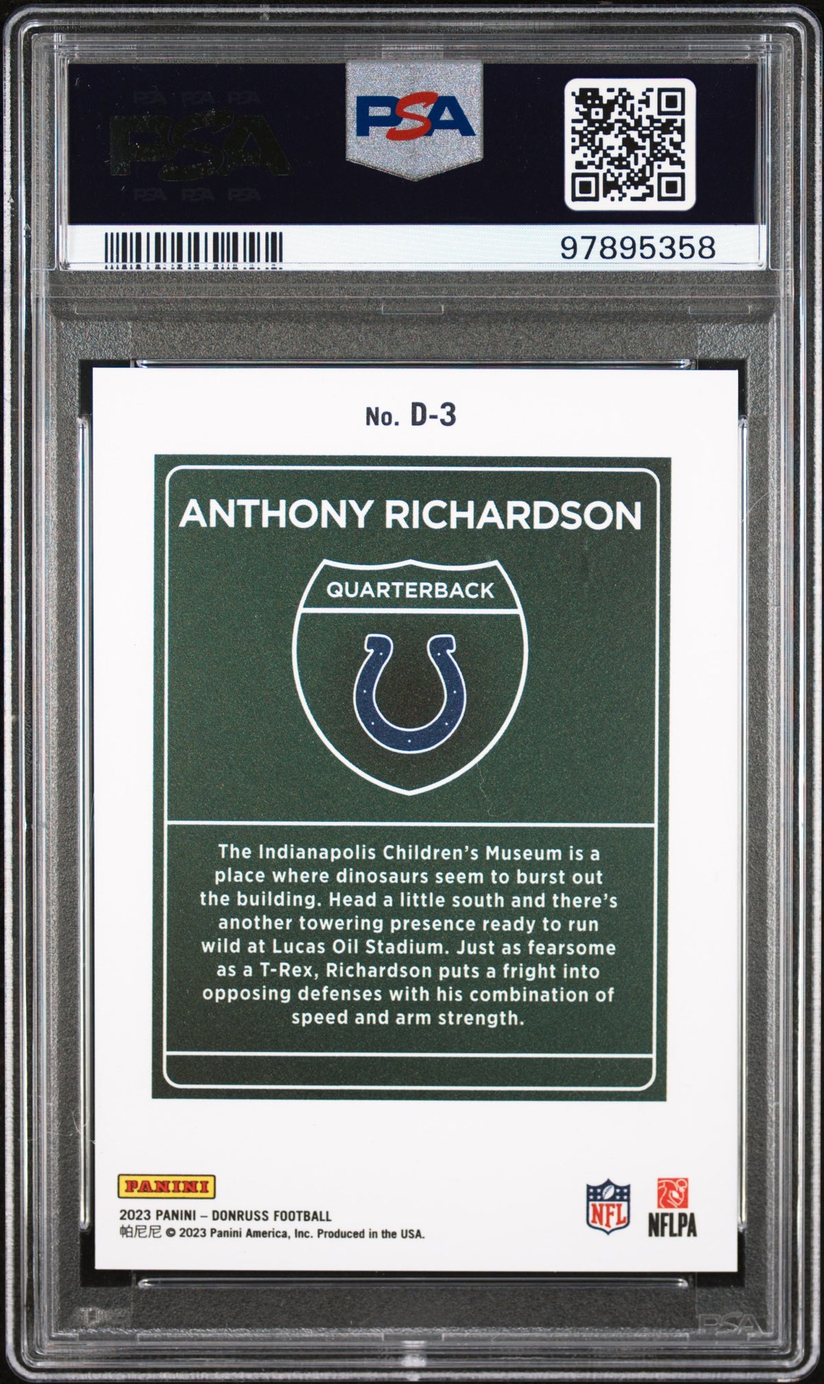 2023 Panini Donruss Downtown! Anthony Richardson PSA 10