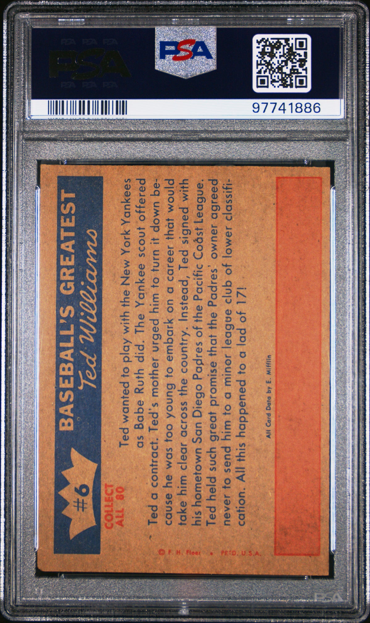 1959 Fleer Ted Williams Ted Turns Professional PSA 4.5