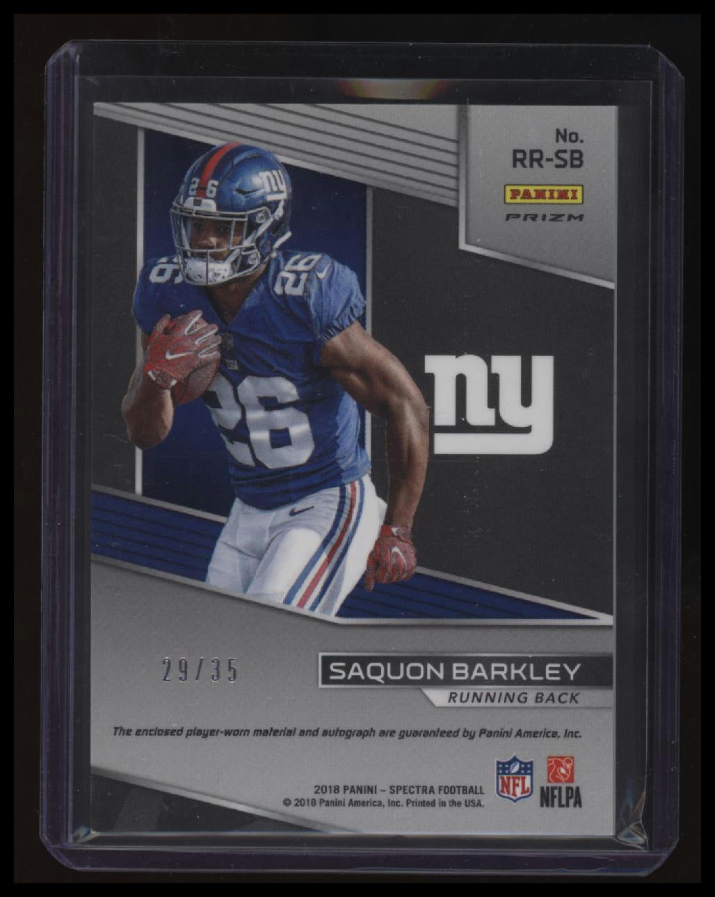 2018 Panini Spectra Saquon Barkley Radiant Rookie Patch Signatures #/35