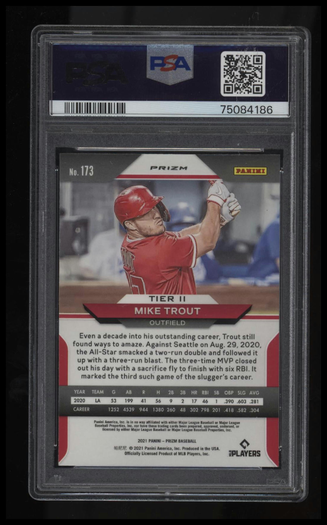 2021 Panini Prizm Mike Trout Red Prizm PSA 9