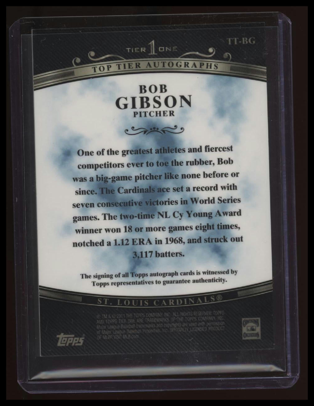 2011 Topps Tier One Bob Gibson Top Tier Autographs