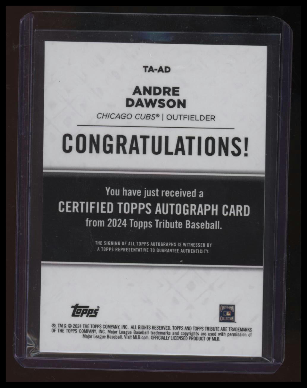 2024 Topps Tribute Andre Dawson Tribute Autographs Red #/10