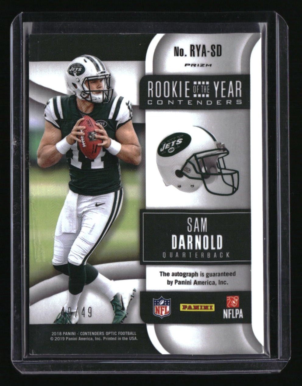 2018 Panini Contenders Sam Darnold Rookie of the Year Contenders Purple #/49