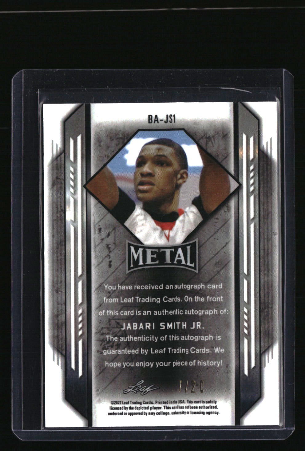 2021-22 Leaf Metal Jabari Smith Jr. Pink Wave #/20