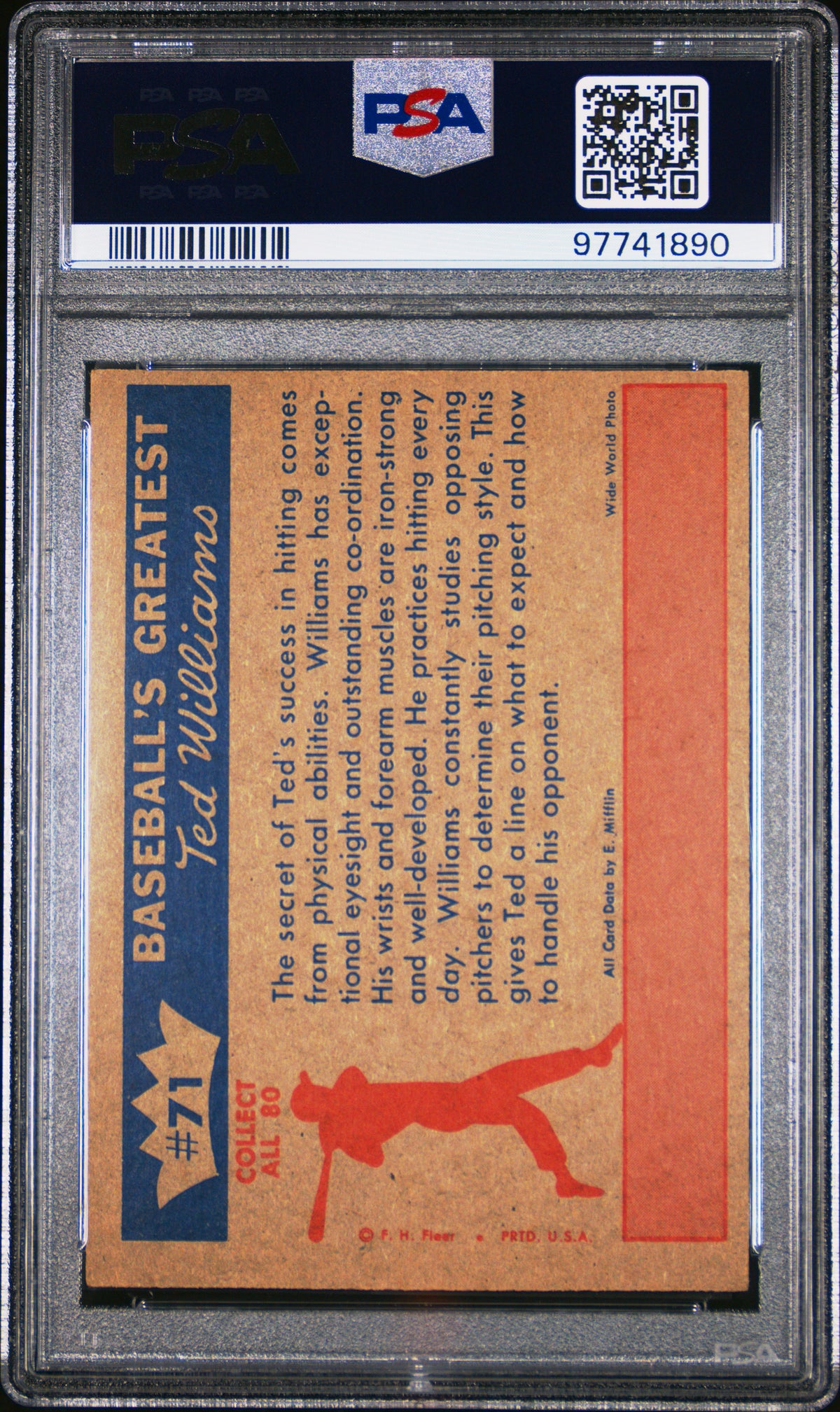 1959 Fleer Ted Williams Ted&#39;S Hitting Fundamentals #1 PSA 3