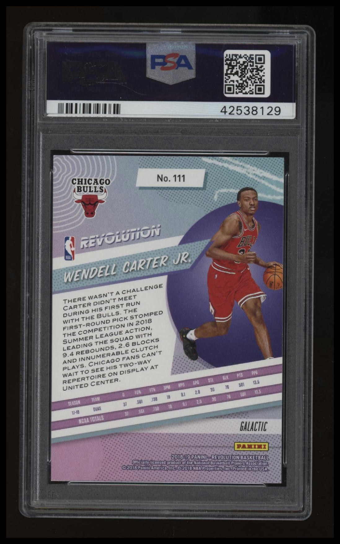 2018 Panini Revolution Wendell Carter Jr. Galactic PSA 10