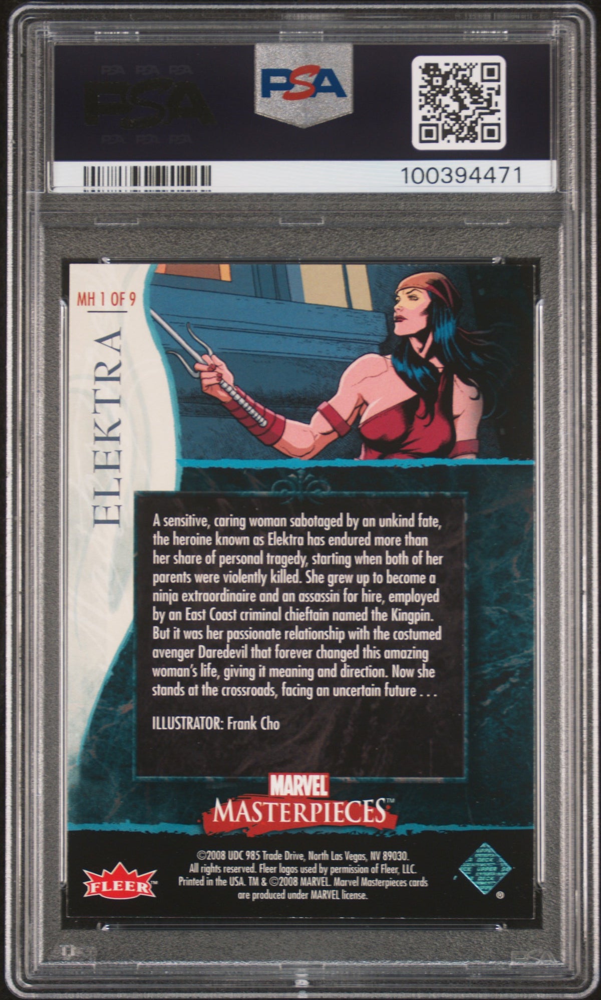 2008 Marvel Masterpieces Marvel Heroines Elektra Marvel Heroines PSA 9