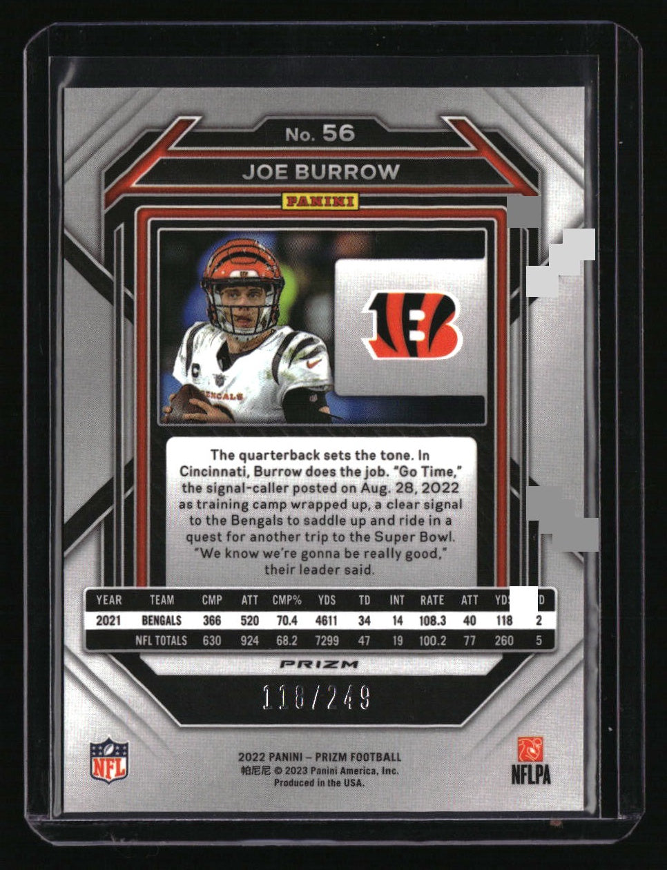 2022 Panini Prizm Joe Burrow Orange #/249