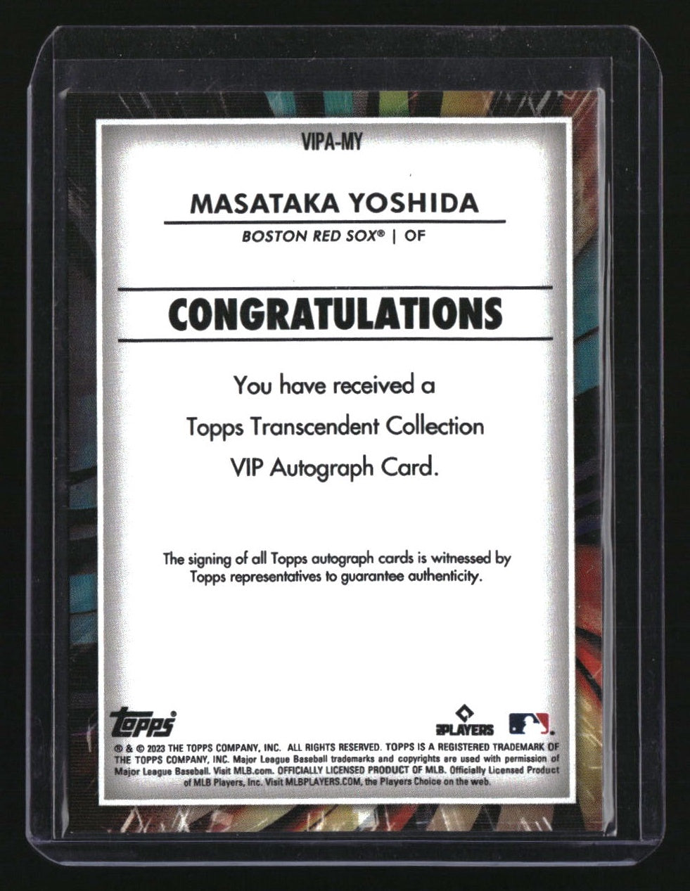 2023 Topps Transcendent VIP Masataka Yoshida #/23 Auto