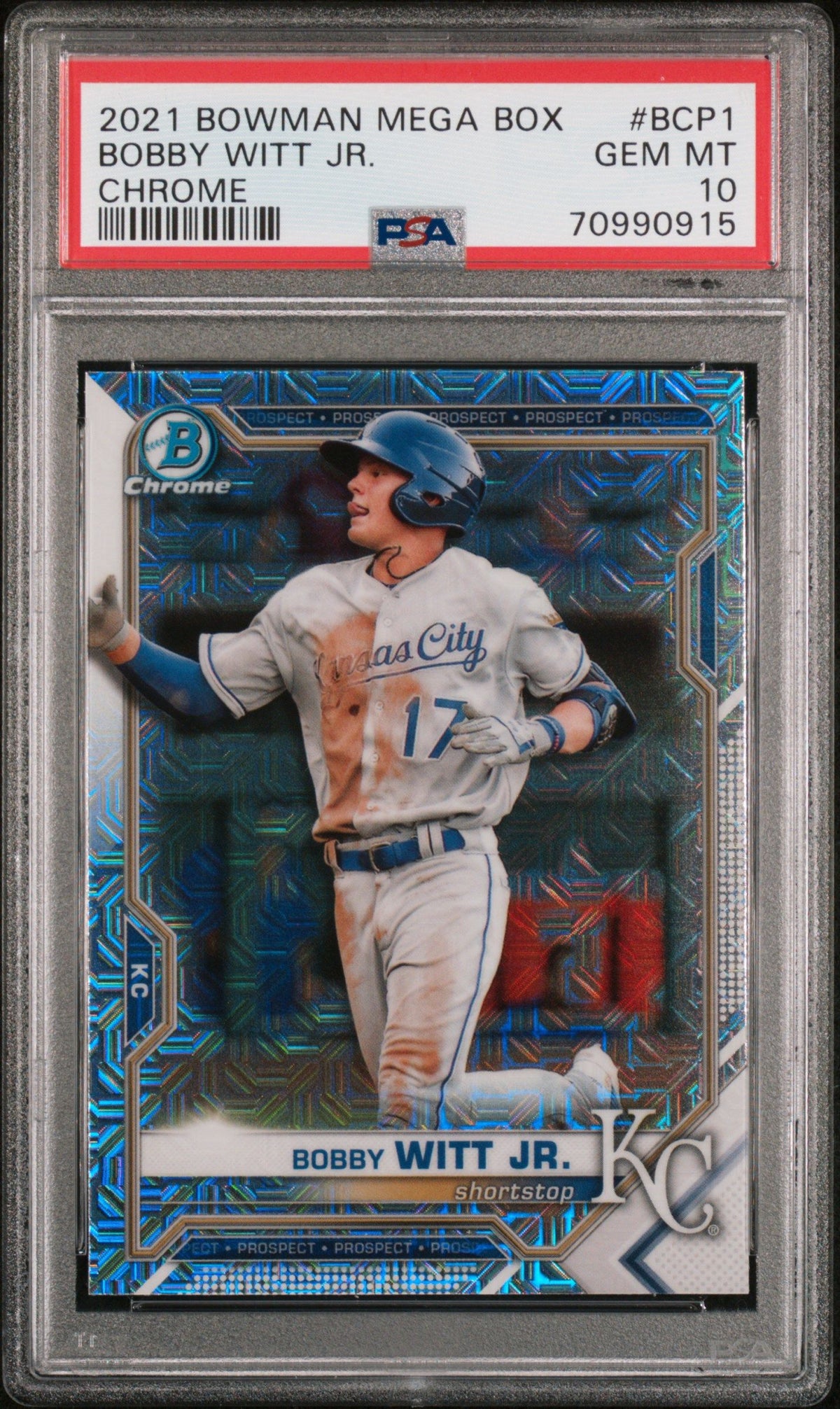 2021 Bowman Mega Box Chrome #BCP1 Bobby Witt Jr. Chrome PSA 10