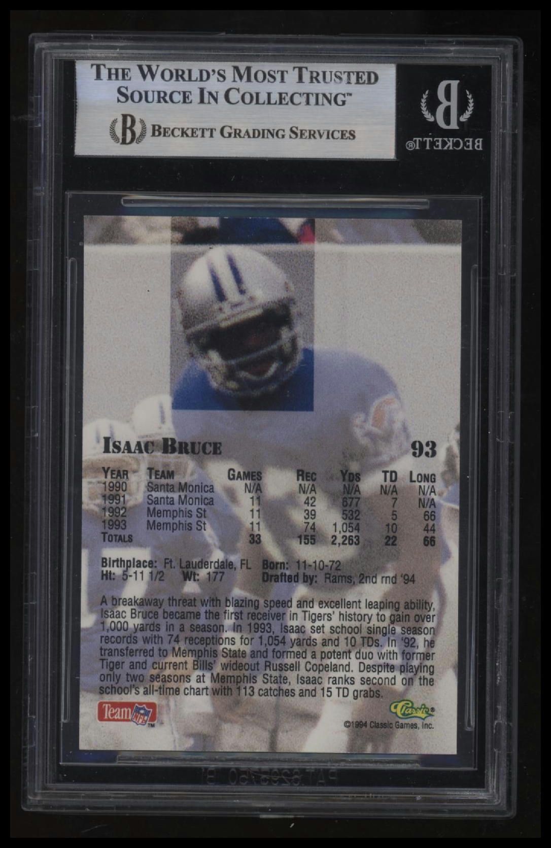 1994 Classic Isaac Bruce BGS 8.5