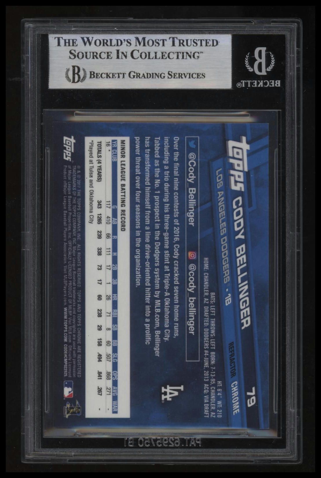 2017 Topps Chrome X-Fractors Cody Bellinger BGS 8.5