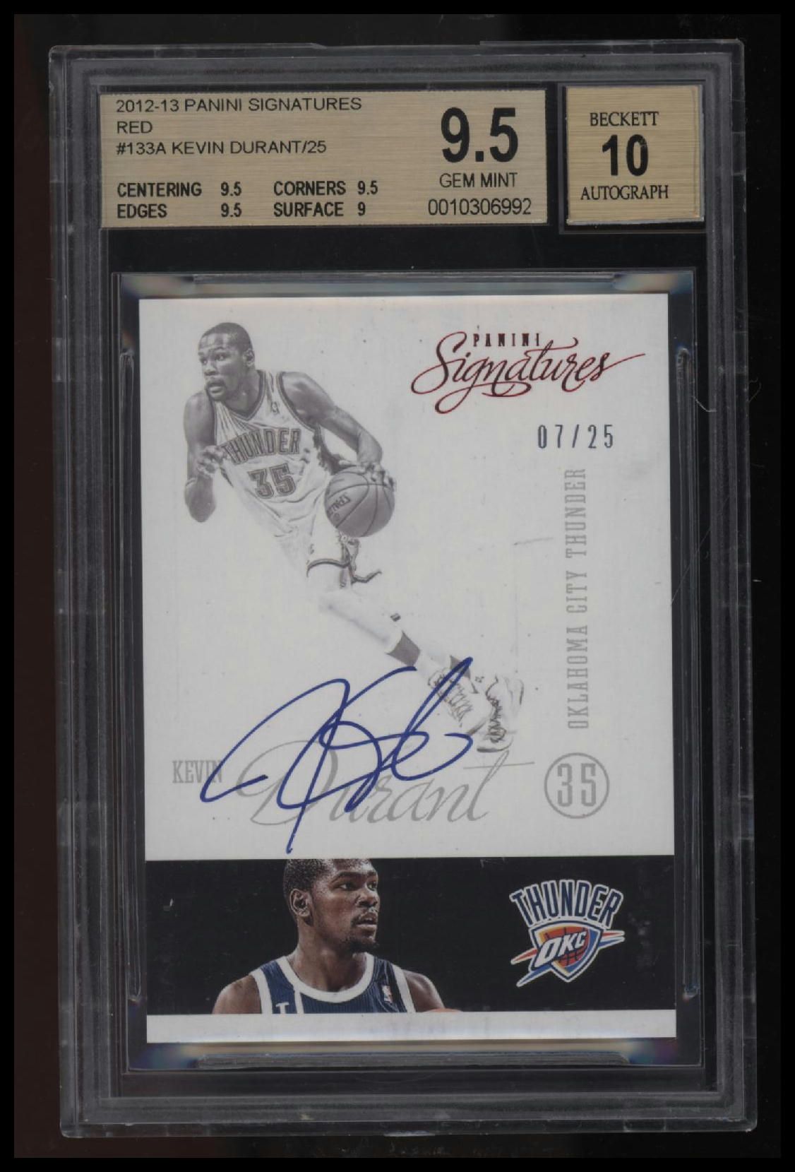 2012-13 Panini Signatures Red Kevin Durant/25 BGS 9.5