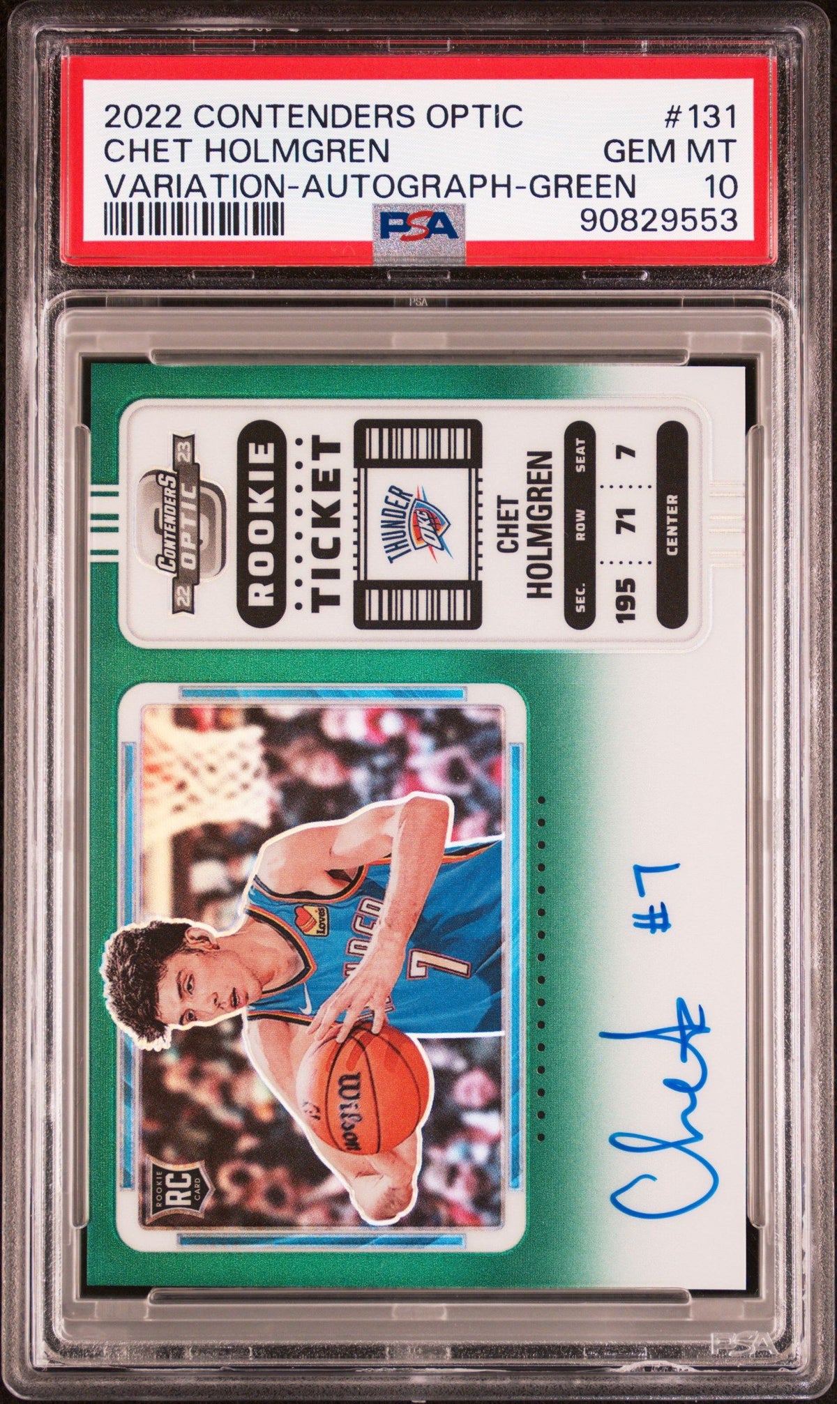 2022 Panini Contenders Optic Chet Holmgren Variation-Autograph-Green PSA 10