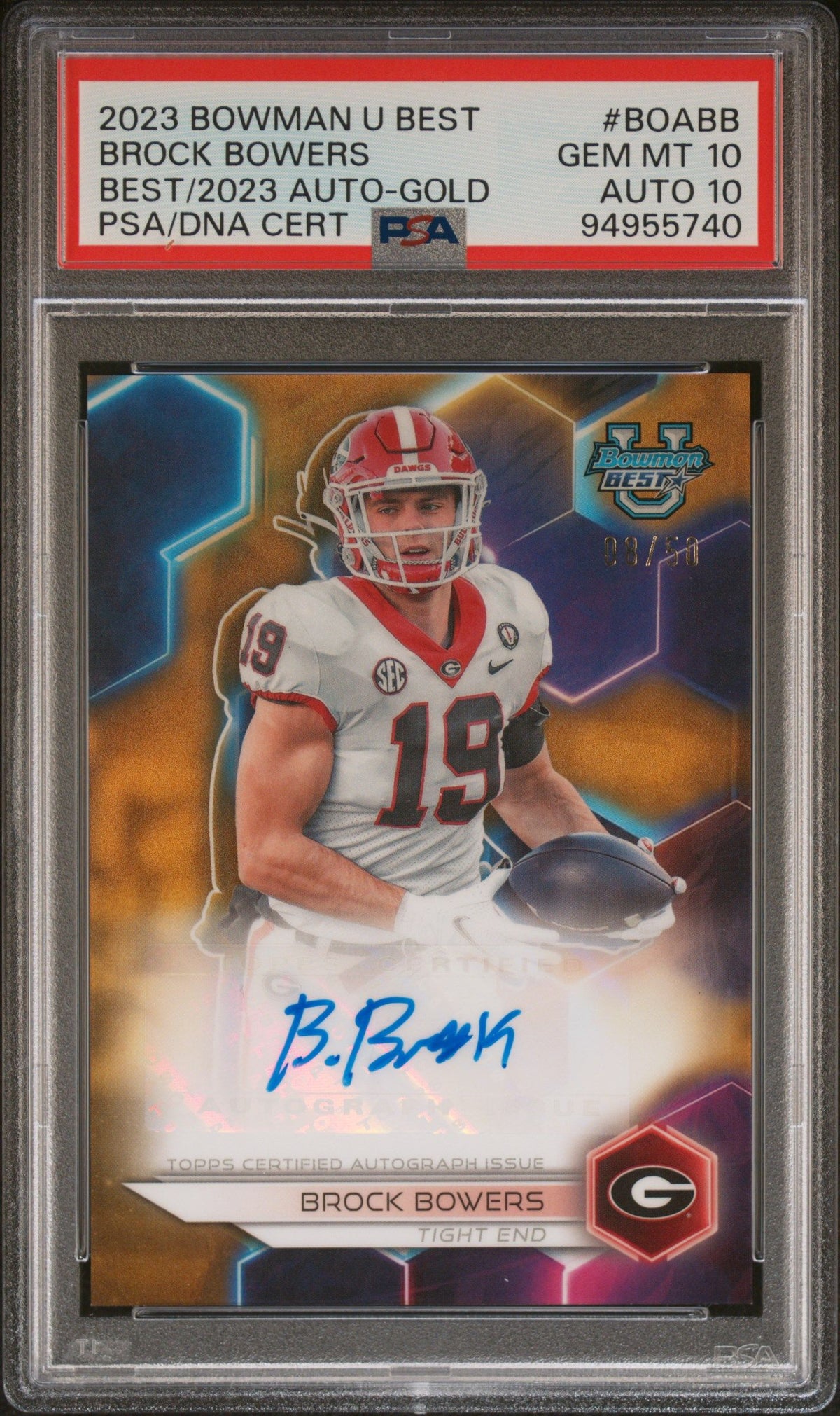 2023 Bowman U Best Best Of 2023 Autographs Brock Bowers Auto Gold PSA 10