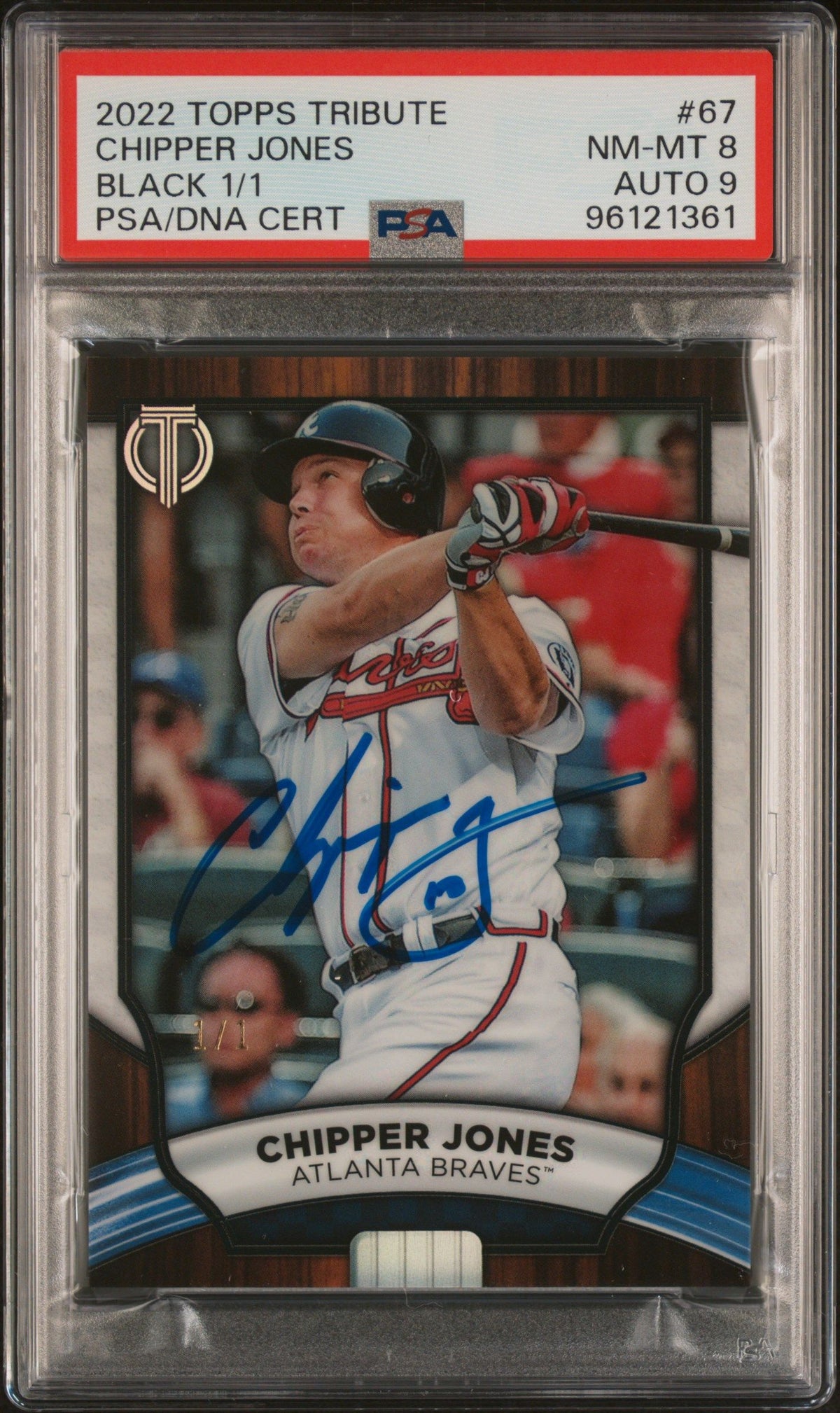 2022 Topps Tribute Chipper Jones Black 1/1 PSA 8