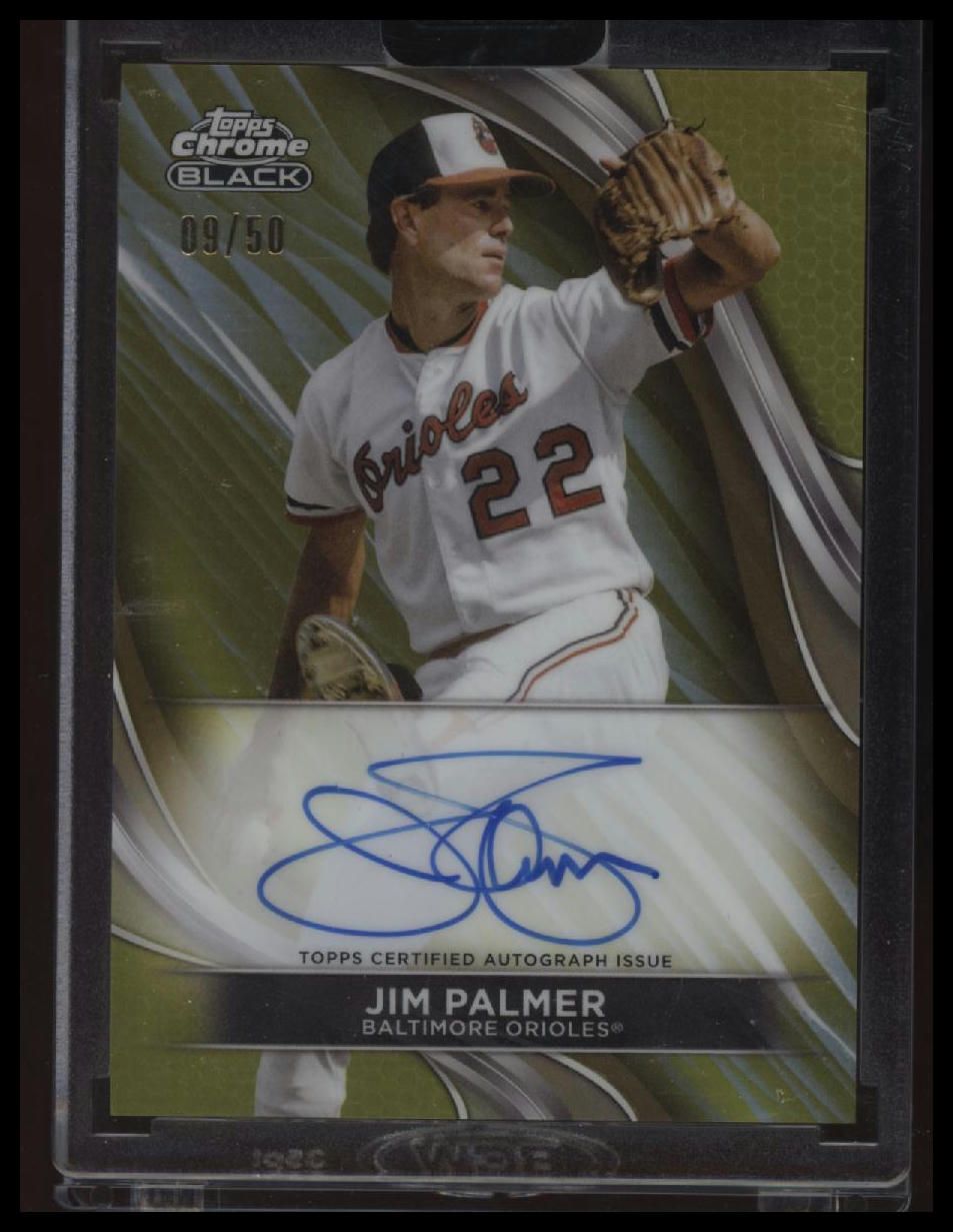 2024 Topps Chrome Black Jim Palmer Chrome Black Autographs Gold Refractors #/50