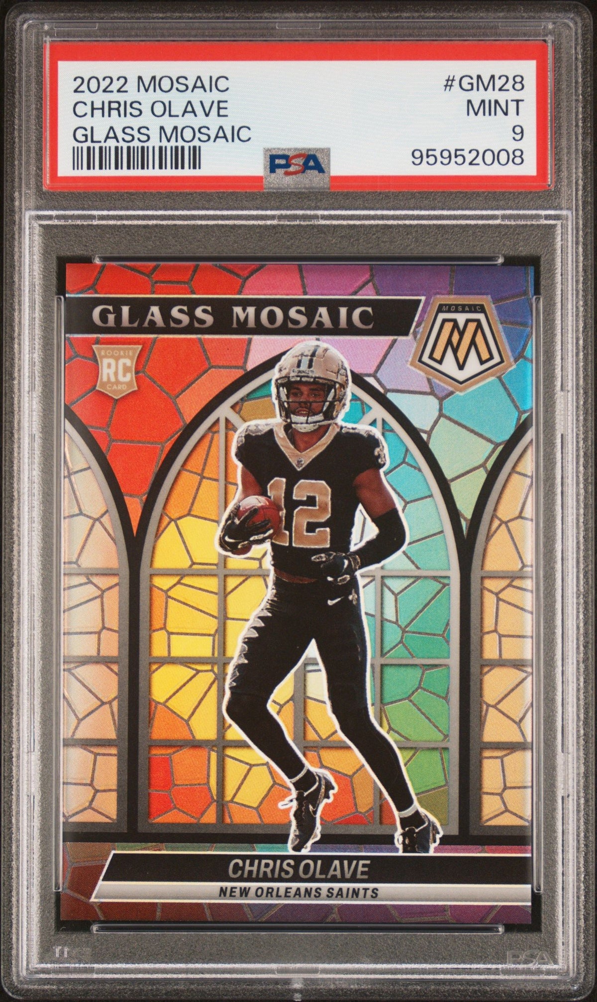 2022 Panini Mosaic Glass Mosaic Chris Olave Glass Mosaic PSA 9